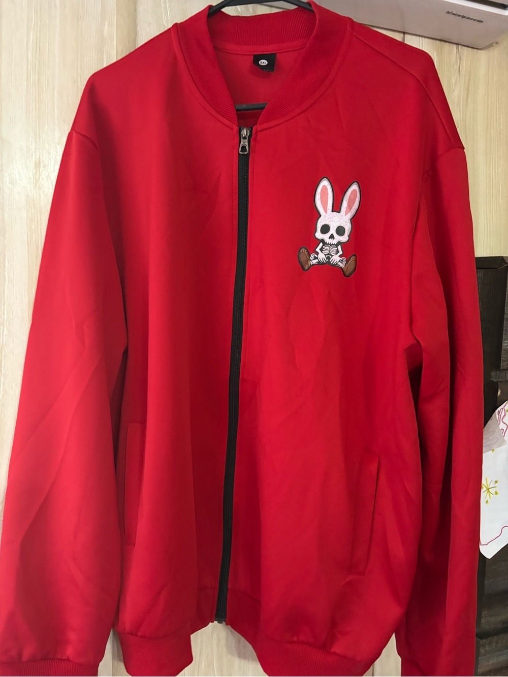 Red Kids Bunny Skull Zip-Up Jacket